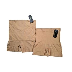 Lot 2 Hey Girl Bottom Sports Tummy Control Women's Shorts Seamless Beige Size L